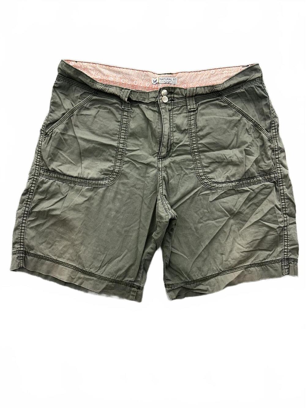 Lee Natural Fit Cargo Shorts Olive Green Cotton Blend